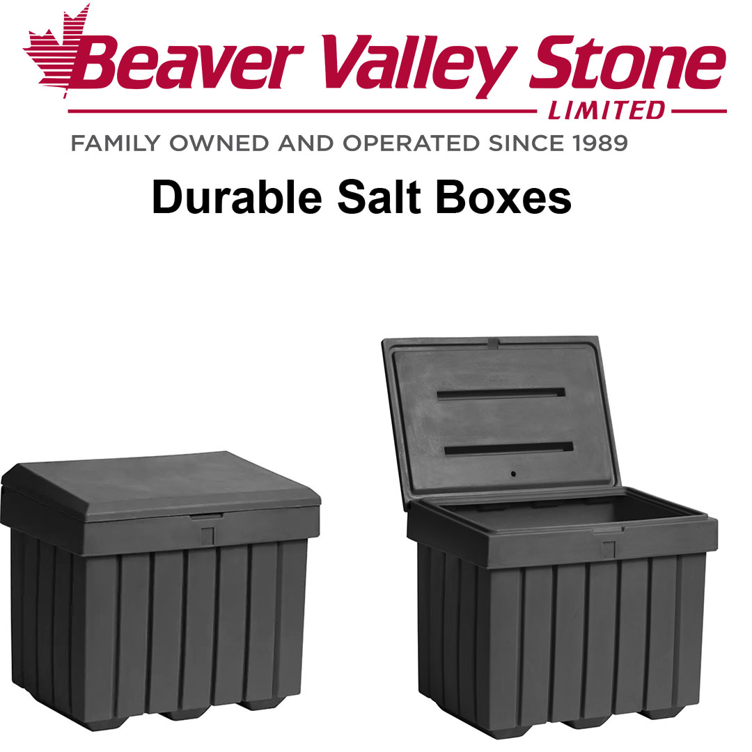 Salt storage boxes available from Beaver Valley Stone