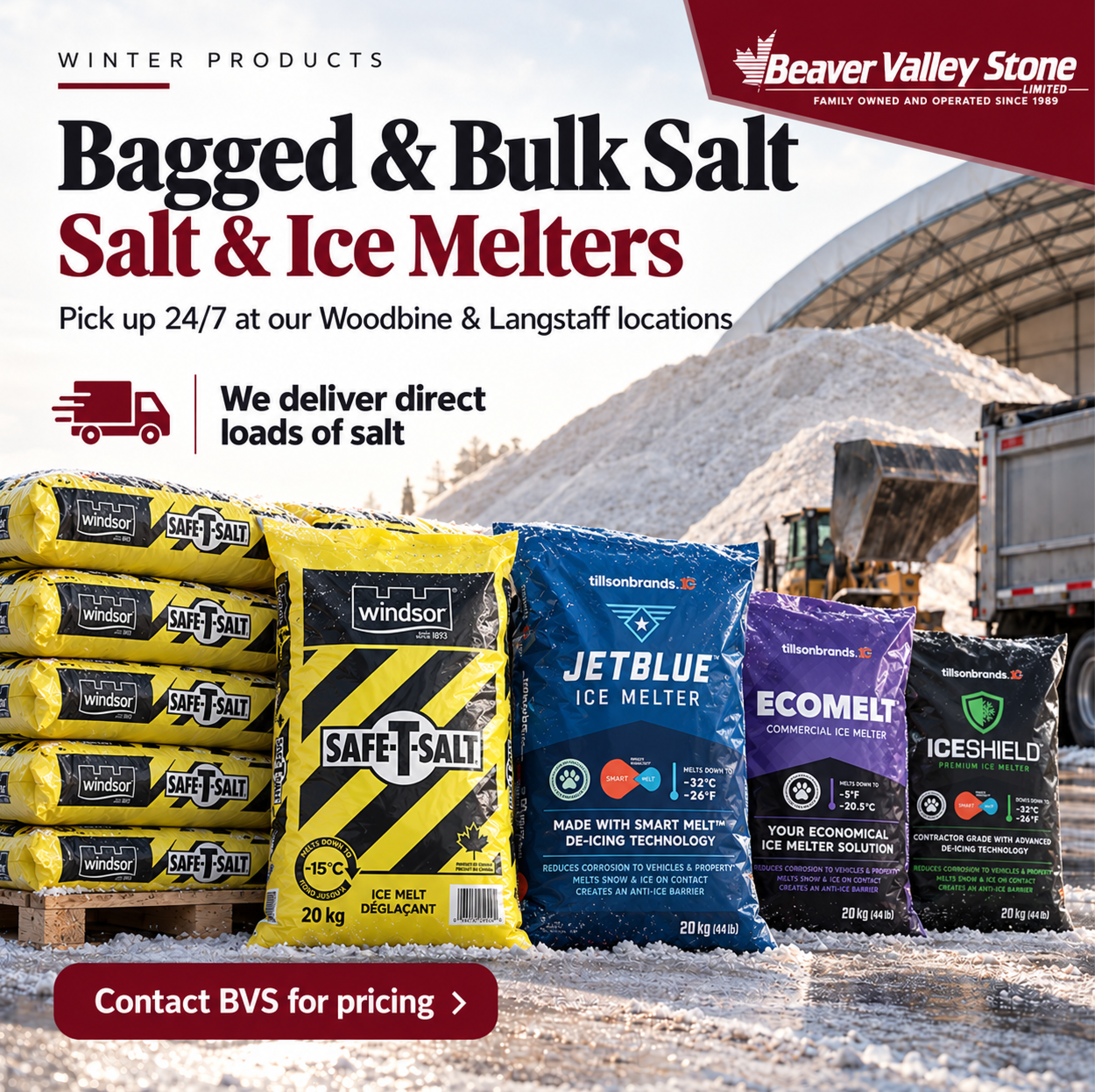 BVS winter salt and ice melter products